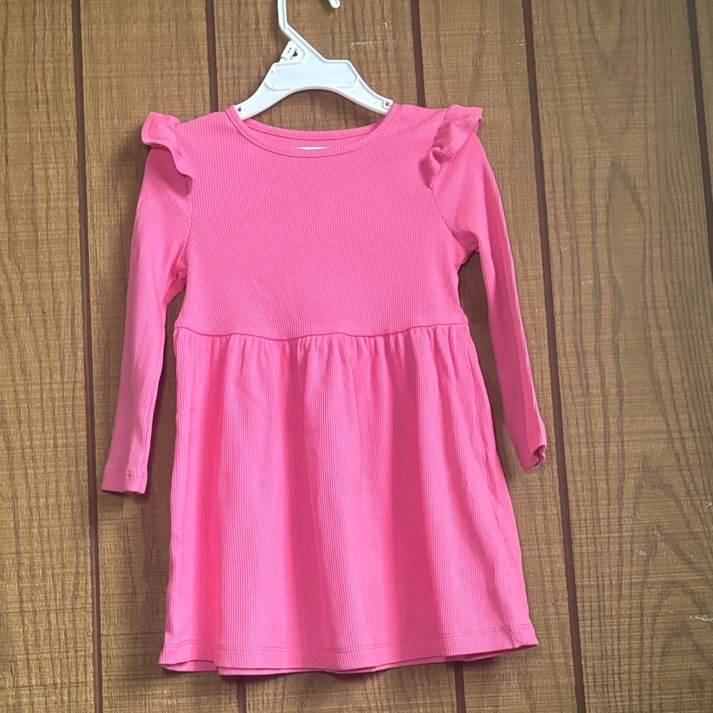 Pink Long Sleeve Ruffle Dress